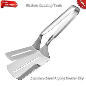 Utensils Stainless Steel Frying Shovel Clip Kitchen Barbecue Food Flipping Spatula Tong for Kitchen Cooking Pizza Steak Fish Spatula Bred