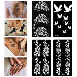 Tatueringsöverföring 1 -ark tatuering stencils henna mallar kvinnor blomma arm bak kropp konst luftborste färg mallar dekal tillfällig tatoo 240427