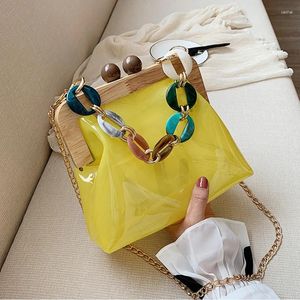 Totes Acrylic Chain Jelly Bag Transparent PVC Women Shoulder Crossbody Bags 2024 Summer Handbags Ladies Messenger Female Purse