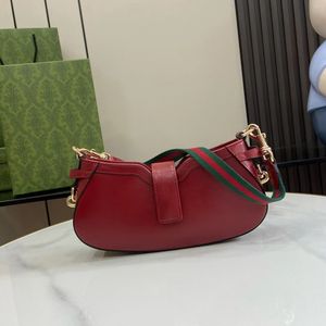 12A Yeni Ayna Kalite Tasarımcısı Küçük Yarım Ay Hobo Çanta Crossbody Omuz Kayışı Kutusu Çantası 24cm Kadın Lüksler Çantalar Moda Kırmızı Gerçek Deri Çöp Debriyajı