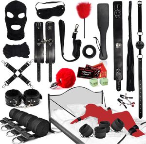 BDSM Toys for Sex Bondage,BDSM Kit Couple Sex Toys,Sex Bed Straps Restraints Set with Handcuffs Ankle Cuff,Sex Set Kit Sex Things for Kinky Couples Kit Bondage