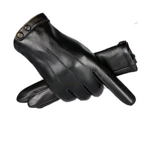 Jesień zima mężczyźni moda biznes krótki pełny palec rękawiczki z ekranem dotykowym motocyklem oryginalne skórzane rękawiczki owczesko -skóry