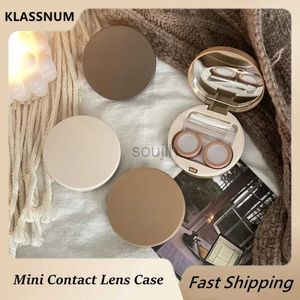 Kontakt lens Aksesuarları Yeni Style Süt Çay Renkli Kontakt Lensler Kılıf Seti ile Ayna Kadın Taşınabilir Kontakt lens Kutusu Seyahat Kolay Taşıma Konteyneri D240426