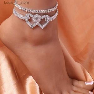 Cadlette bellissime abbaglianti caviglia a catena di zirconia cubica per donne in moda bracciale a colori argento bracciale a piedi a piedi nudi gioielleria h240426