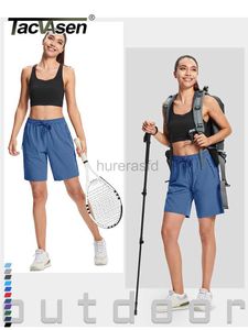 Kvinnors shorts tacvasen sommar snabb torr vandring shorts kvinnor träning träning avslappnad shorts gym fitness lättvikt elastisk midja korta byxor d240426