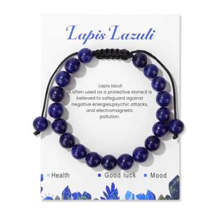 Beaded Adjustable Celestial Blue Stone Bracelet with 8mm Card Natural Amethyst Obsidian Woven and Suitable for Women