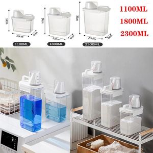 Liquid Soap Dispenser 1100/1800/2300Ml Refillable Laundry Detergent Empty Tank For Powder Softener Bleach Storage Container With Labels