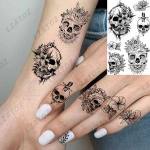 Tatuagem Transferência de rosa Diy Rosa Tatuagens temporárias para mulher homem Realista Skull Peony Tatoos Fake Water Transfer Flor