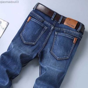 Herren Jeans 2024 Frühlings- und Herbst -Herren Blue Classic Classic Lose Jeans Business Casual Cotton Elastic Denim Hosen Herren Black Pantsl2404