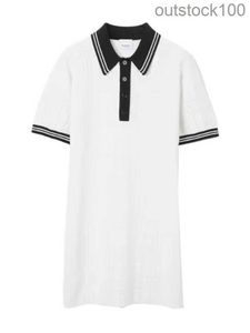 Original 1to1 Buurberlyes Designer Clothes Womens Color Block Line Short Sleeved Dress 8072651 High Quality Plaid Dress with Original Logo