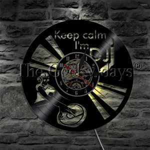 Wall Lamps Keep Clam I'm DJ Mixer Disc Jockey Vinyl Record Clock Modern Light Music Club Party LED Night For Gift