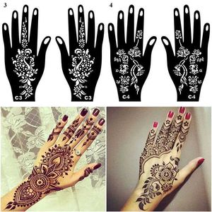 Tatueringsöverföring professionell henna tatueringar stencil tillfällig hand kroppskonst klistermärken mall hand tatuering klistermärken india blommor tatuering stencil 240426