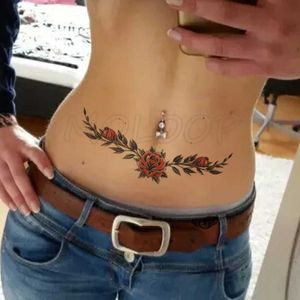 Tattoo Transfer Temporary Tattoo Stickers Sexy Rose Heart-shaped Wreath Fake Tatto Waterproof Tatoo Back Leg Arm Belly Big Size for Women Girl 240426