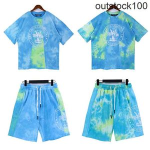 High end designer clothes for Paa Angles Summer New Dye Painted Loose Fashion Mens Shorts Set With 1:1 original labels