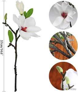 Torkade blommor 5st Vintage Artificial Magnolia Flower Bouquet Arrangemang för hemmakontor bröllop brudbukett sovrum golvvas dekoration