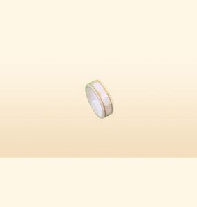 18k Gold Ring Stones Fashion Simple Letter Rings for Woman Par Quality Ceramic Material Fashions smycken Supply5561936