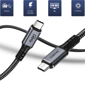 Chargers USB 4 kabel Thunderbolt 3 kabel 100W 3.1 Kabel szybki PD EMARK 40 Gbps 8k/60 Hz dla książki Pro Pro USB Kabel danych ładowarki C