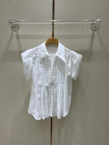 女性のブラウスバブルスリーブショートシャツ小さなラペルエイジリダクションガールスタイル
