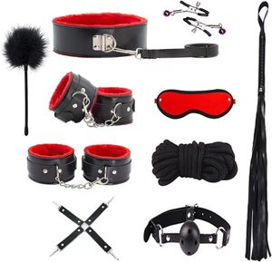 Mulheres-Toys-Buffs de mão de bondage-kit de algemas sexo-games de sexo-Mulheres Hoodies Brinquedos sexuais para mulheres 10 PCS Acessórios sexuais para adultos Casais de algema Conjunto para o kit de exoneração do quarto