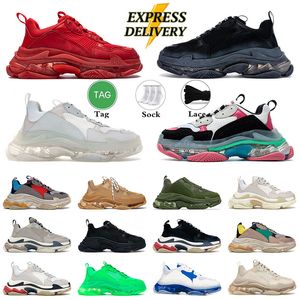 Designer 17fw Triple S Men Women Suneakers Casual Sneaker Platform Tan Clear Sole Black White Grigio Rosso Blu Royal Neon Green Green Trainer Sport Sneaker Shoe 36-45