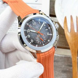 Serie Orange Sports Tape Mens Watch Aquanaut 5968 Dimensione dell'orologio da 42 mm Movimento meccanico automatico con orologi da fondo trasparenti Montre