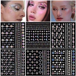 Tattoo Transfer Eye Makeup Stickers Acrylic Diamond Face Stickers Pearl Nail Jewelry Stage Music Festival Bar Makeup Childrens Tattoo Stickers 240426