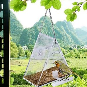 その他の鳥の供給トライアングル透明フィーダー屋外の屋外用の吊り鳥の食品容器の吊り鳥の吊り