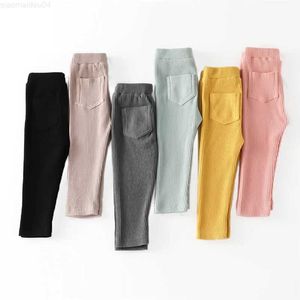 Trousers Baby Girls Long Legs Cotton Big PP Pants Spring and Autumn Childrens Pants Fashion Solid Pants Childrens Pants 2023 NewL2404