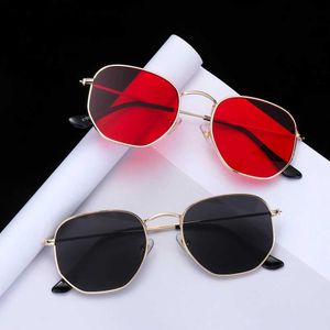 Sunglasses Hexagonal Sunglasses for Womens 2024 New Square Polygonal Sunglasses Brand Designer Retro Shadow Metal Frame Glasses UV400 Oculos Q240425