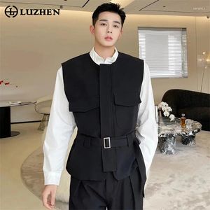 Coletes masculinos luzhen coreano jarde decorar casaco de colete 2024 de alta qualidade elegante e sem mangas Coloque roupas de moda lz2770