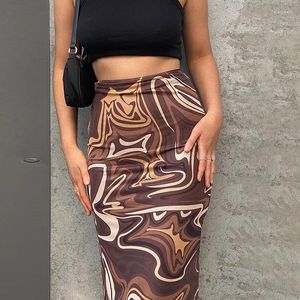 Gonne gonne golla stampata a maglia stampa leopardata spaccata ad alta vita 2024 abbigliamento da donna europeo e americano sexy slim fit