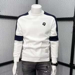 셔츠 2023 스웨트 셔츠 남자 가을과 겨울 한국 라운드 목 롱 슬리브 셔츠 골프 탑 의류 캐주얼 코트 남자 착용