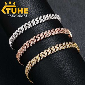 Strands 6mm 8mm Moda Miami Chain Chain Bracelet para homens Hip Hop Jewelry Chain Chain Chain Presente Direct 240424