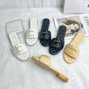 Designer tofflor broderade sandaler Kvinnor glider märke läder toffläger ankel spänne gummi sole mules sommarstrand sandal