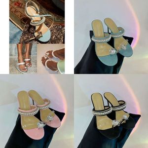 Sandals H&h Slippers Formal Thick Soles Satin Round Toe Thin High Heels Crystal Decoration Dinner Shoes 9.5cm Luxurious Lace Wedding with Box