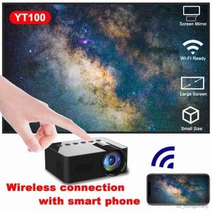 Projektörler YT100 Mini Projektör Mobil Video WiFi Akıllı Taşınabilir Ev Sineması Kablosuz İPhone Android Sinema Çocuk Hediyesi