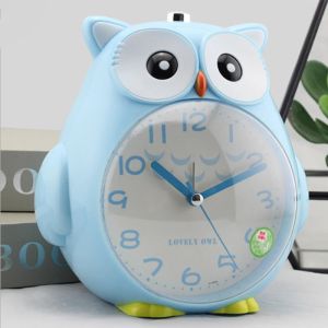 Clocks Cute Cartoon Owl Children Student Wake Up Alarm Clock Bedroom Bedside Clock Mute Sweeping Glowing Metal Cartoon Without Battery