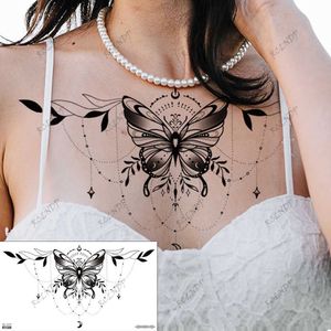 Tattoo Transfer Waterproof Temporary Tattoo Sticker Butterfly Flower Sexy Fake Tatto Flash Tatoo Chest and waist Tato for Girl Women 240426