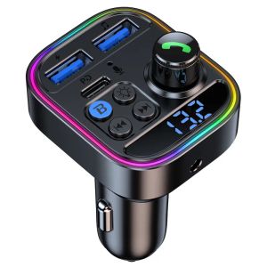 T18 Wireless Bluetooth Car Adapter Bluetooth 5.3 FM Transmitter Aux Radio Receiver MP3プレーヤーハンズフリーコールType-C USB PD CAR CHARGER 11 LL