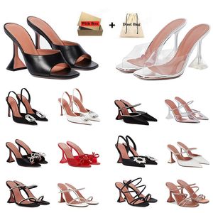 Frauen Sandalen Frauen Stiletto Schuhe Kristall Sandalen Amina Muaddi Damen Kleid Schuhe Mode große Feenpumpen Maultiere transparent High Heel Clear Sheos