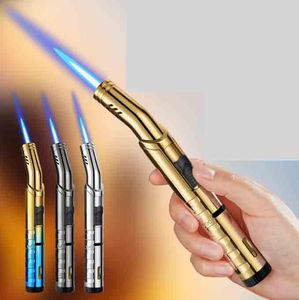Newest Torch Butane Lighter Hand-held Jet Straight baking Barbecue Windproof Ciagerette Lighters No GAS 4 colors