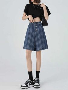 Women's Shorts Fashion Harajuku Retro High Waist 2000S Blue Denim Shorts Womens Casual Loose Set Y2K Punk Strwear Style Luggage Shorts Y240425