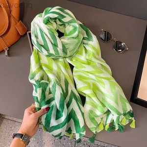 Sjalar kvinnor mode ombre våg randig tofs viskos sjal halsduk dam hög kvalitet tryck mjuk pashmina stal muslim hijab 180*90 cm d240426