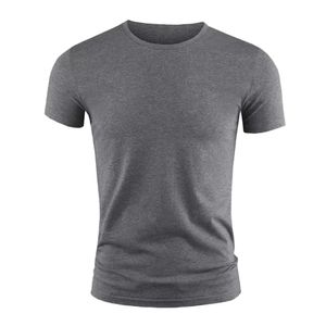 Mens Basic Tshirt Solid Color Short Sleeve Tee Summer Plain Casual Gym Muscle Crew Neck Slim Fit Tops T Shirts Male Clothing 240419