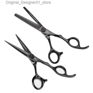 Hår sax Wmark ng-PS002A/B Professional Barber Scissors 6.0-tums Barberverktyg 9Cr Flat Teeth Thin ScoSors Hair Salon Sessors Q240426