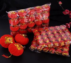 30pcslot 3cm liten flockning röd lyktor bröllopsfest dekor gåva diy hantverk söt kinesisk plastlykta8551577