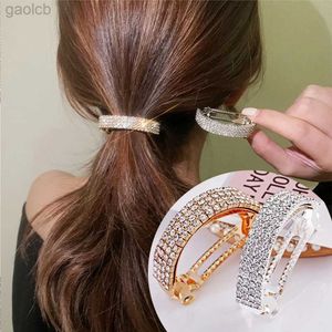 Hair Clips Barrettes Fashion Metal Diamond Women Hairpin Shinnig Rhinestones Ponytail Holder Beauty Gilrs Gold Silver Headwear Hair Clips Barrettes 240426