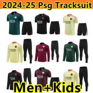 2024 2025 Psges Tracksuit Men Football Training Suit 24 25 Tuta Maillot Ppsg Tracksuit Jacket Paris Mbappe Men and Kids Kit Soccer Jogging Surtetement Chandal