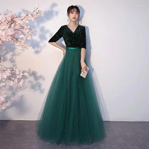 Party Dresses Harajpee Sequin Elegant Choral Casual Versatile Dress Women 2024 Banquet Host Gentle Long Chic Vestido