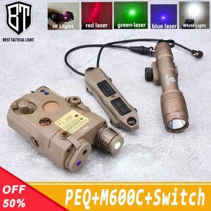 ライトWADSN TACTICALPEQ15 RED GREEN BLUEL LASER IR SIGHT M600 M600C懐中電灯AirSoft Accessroy White Strobe Light Dual Switch